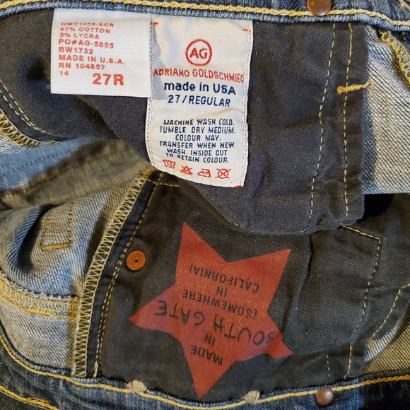 AG Adriano Goldschmied The Kiss Straight Leg Medium Stone Wash Jeans Women's 27R - Picture 9 of 9